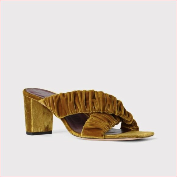 NEW STAUD frankie criss cross velvet heel in avocado - Picture 1 of 6